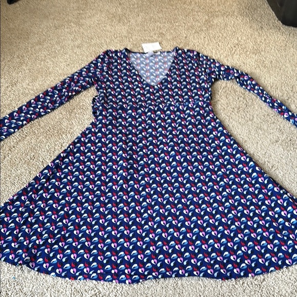 Motherhood Maternity Long Sleeve Flare Dress Small NWT V Neck - Picture 1 of 6